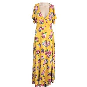 NWT Matilda Jane Alana Maxi Wrap Summer Dress Floral Yellow Size Medium
